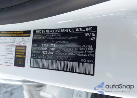 2016 Mercedes-Benz C 300 4Matic from USA, damaged, VIN 55SWF4KB9GU108075